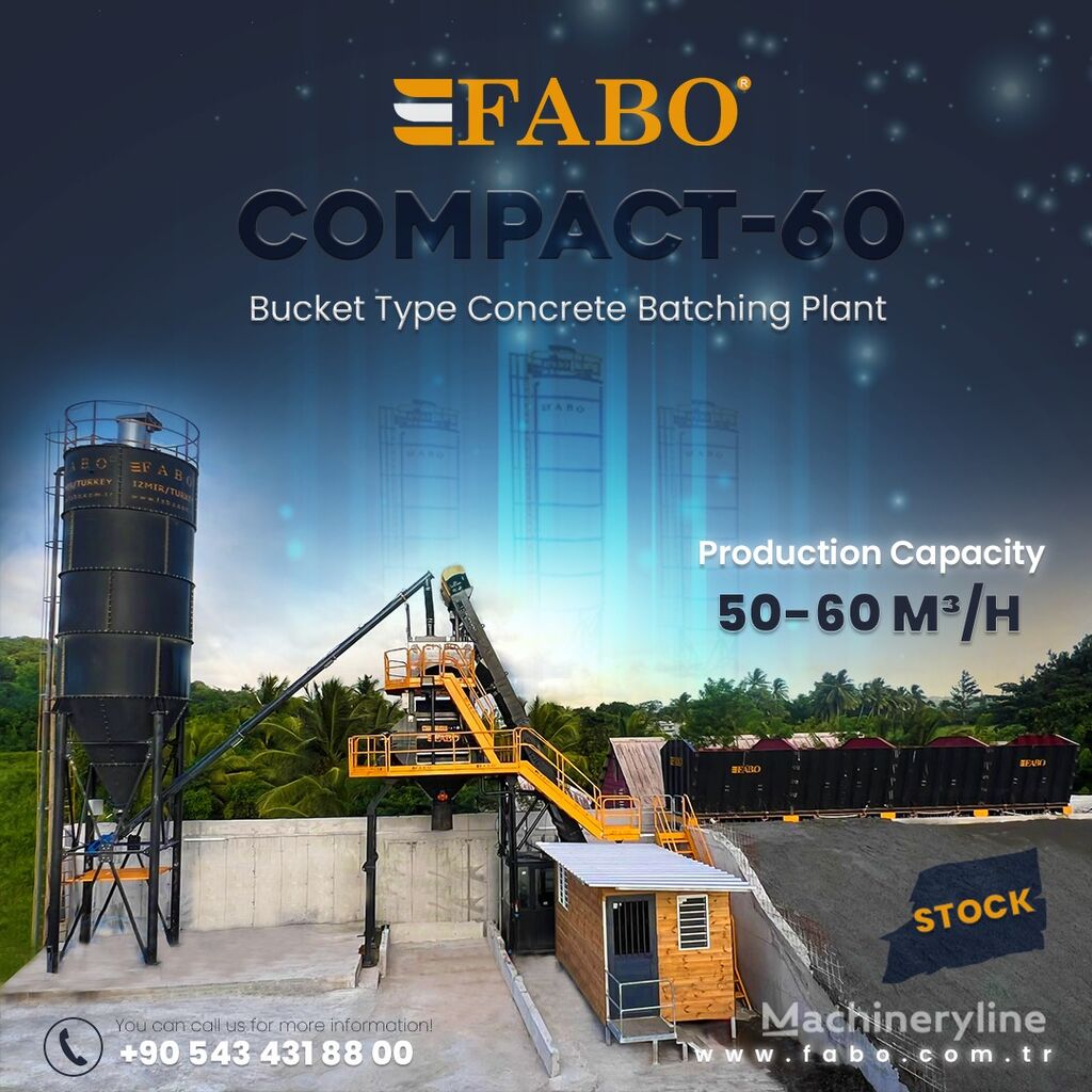 FABO SKIP SYSTEM CONCRETE BATCHING PLANT | 60m3/h Capacity | STOCK planta de hormigón nueva